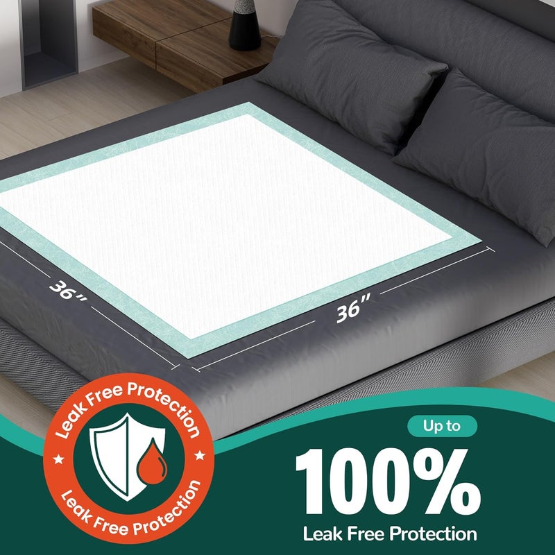 MILDPLUS Disposable Bed Pads 36'' X 36'' Heavy Duty Underpads Extra Large Incontinence Pads for Unisex Adult, Senior, Kids and Pet (30 Count) - Image 2